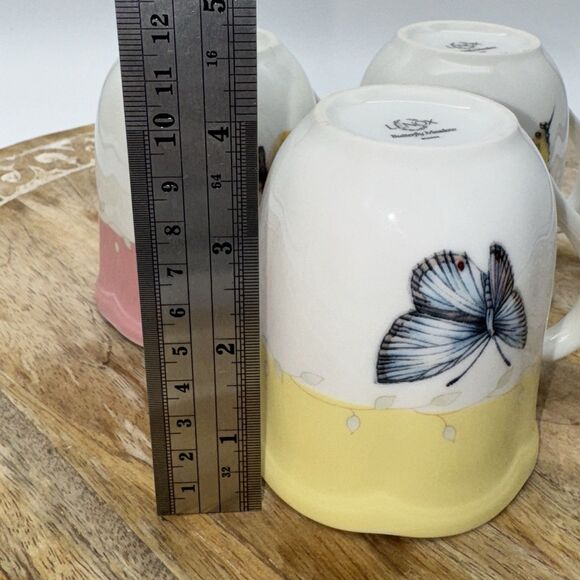 Lenox Butterfly Meadow 3 Piece Mug Set Boho Cottage French Country Pink Blue - Picture 4 of 5